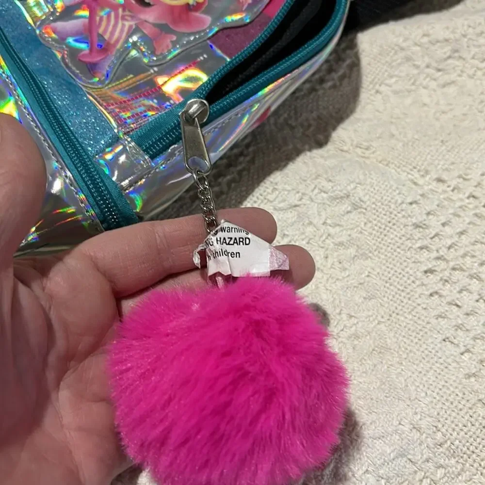 Trolls world tour backpack silver poppy break tiny diamond adjustable strap nwot